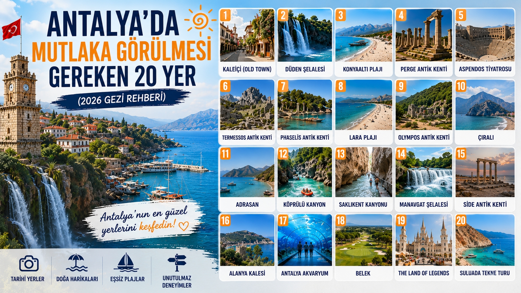 Antalya'da Mutlaka Görülmesi Gereken 20 Yer